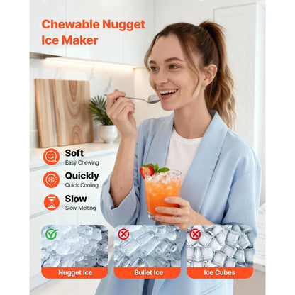 Nugget Ice Maker – Countertop Self-Cleaning Machine with Scoop