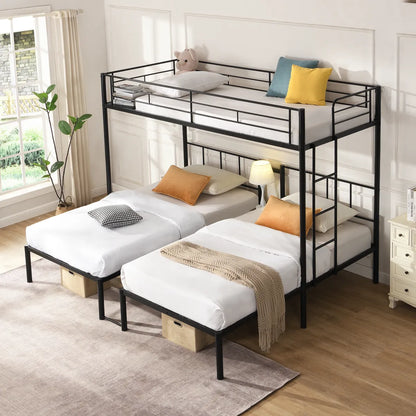 Twin Over Twin Over Twin Triple Bunk Bed with Ladder & Safety Rail – view 2