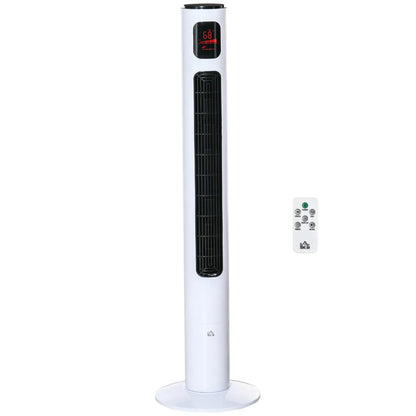 Oscillating Freestanding Tower Fan with Remote and 12-Hour Timer, White