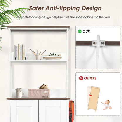 Pet Feeding Station with Bowls and Storage, Dark Brown White