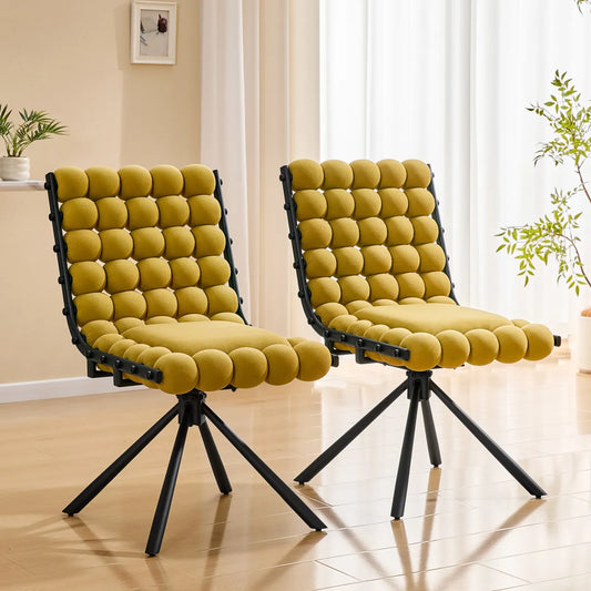 Set of 2 Bubble Chain Tufted Velvet Dining Chairs