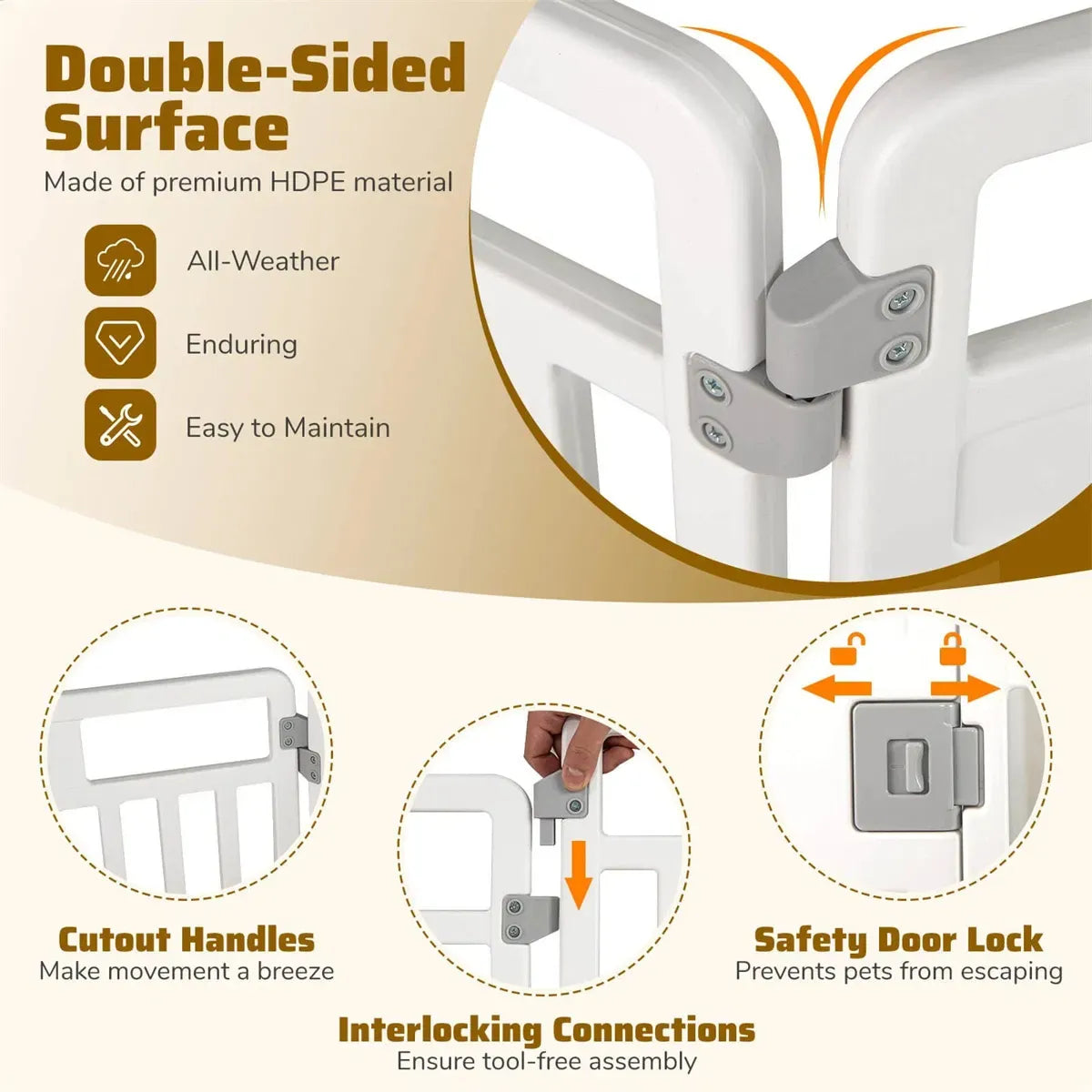 6-Panel HDPE Dog Playpen – Convertible Fence with Lockable Door