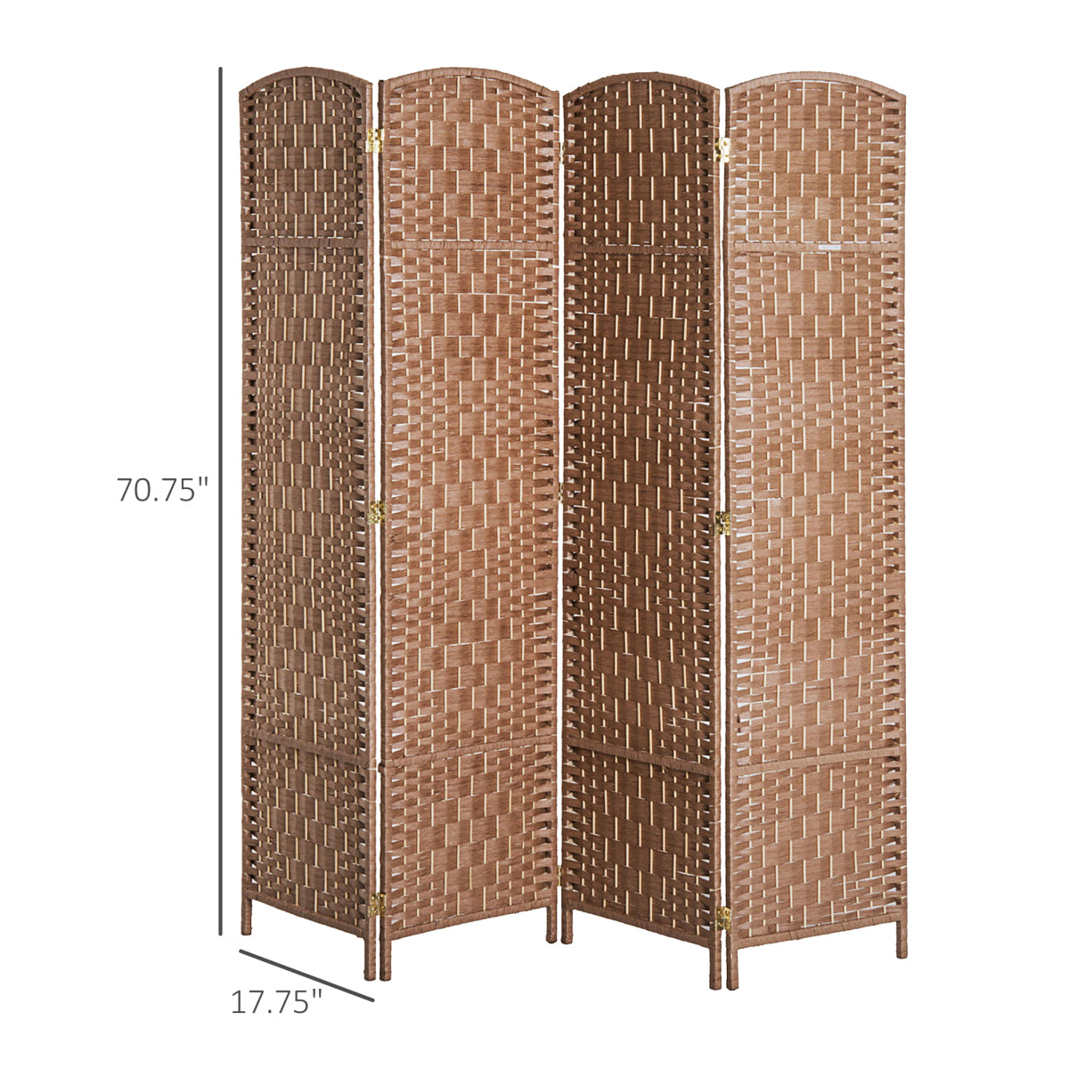 6FT Tall Wicker Weave Room Divider – 4-Panel Folding Privacy Screen, Bedroom & Home Office – view 3