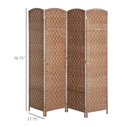 6FT Tall Wicker Weave Room Divider – 4-Panel Folding Privacy Screen, Bedroom & Home Office – view 3