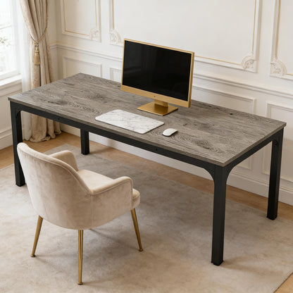Rectangle executive office desk, black grey