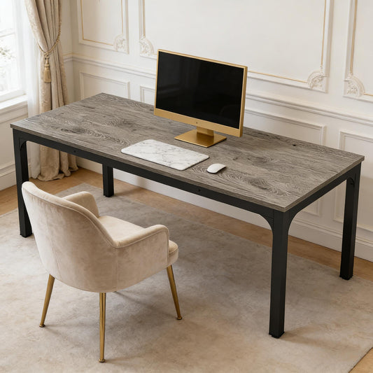 Rectangle executive office desk, black grey