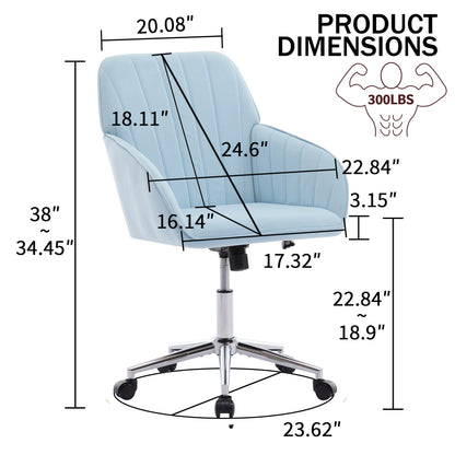 Velvet Swivel Office Chair, Baby Blue – alternate view 4