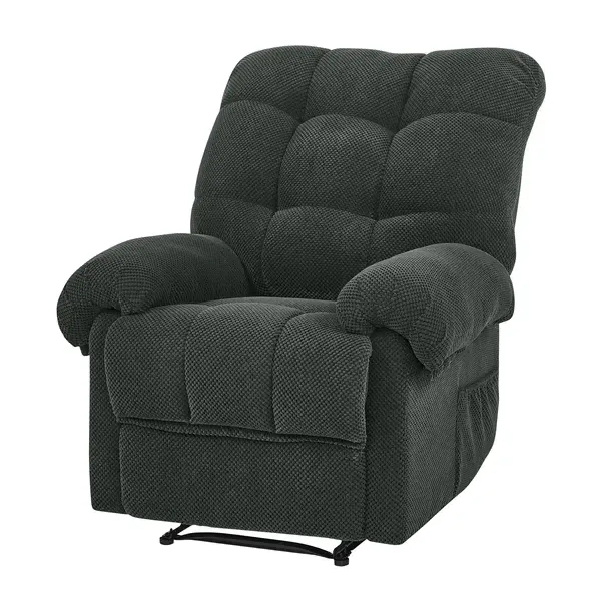 Dark Gray Overstuffed Recliner Chair – Manual Recliner with Padded Footrest, Home Theater Seating – view 5