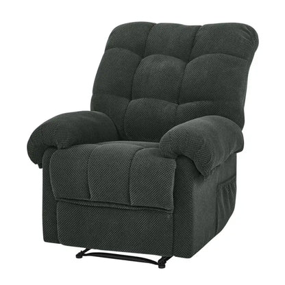 Dark Gray Overstuffed Recliner Chair – Manual Recliner with Padded Footrest, Home Theater Seating – view 5