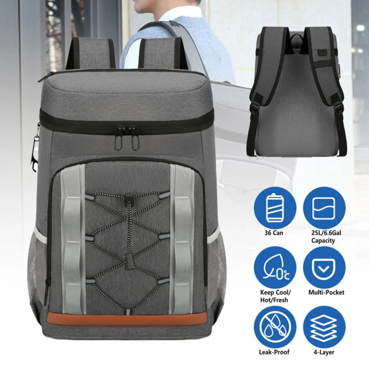 36-Can Leakproof Insulated Cooler Backpack – Picnic and Beach
