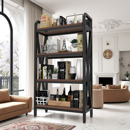 56" 4-Tier Bakers Rack – Metal & Wood, Kitchen Storage Shelving – view 3
