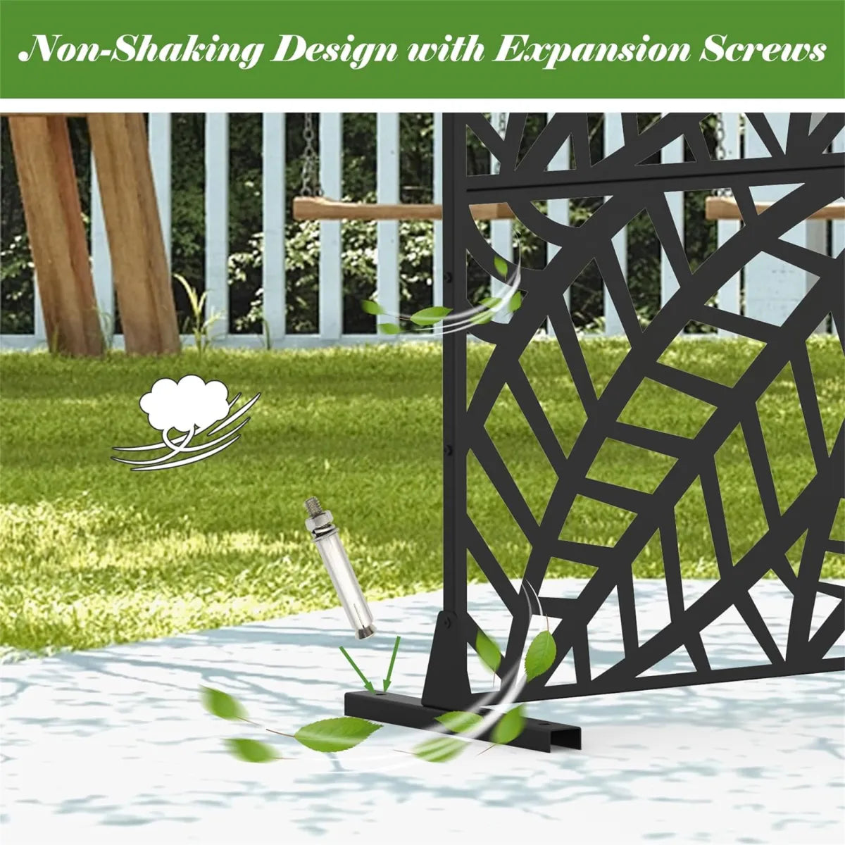 Leaf-Shaped Metal Privacy Screen, Black