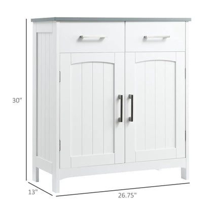Bathroom Floor Cabinet, Freestanding Linen Cabinet, White