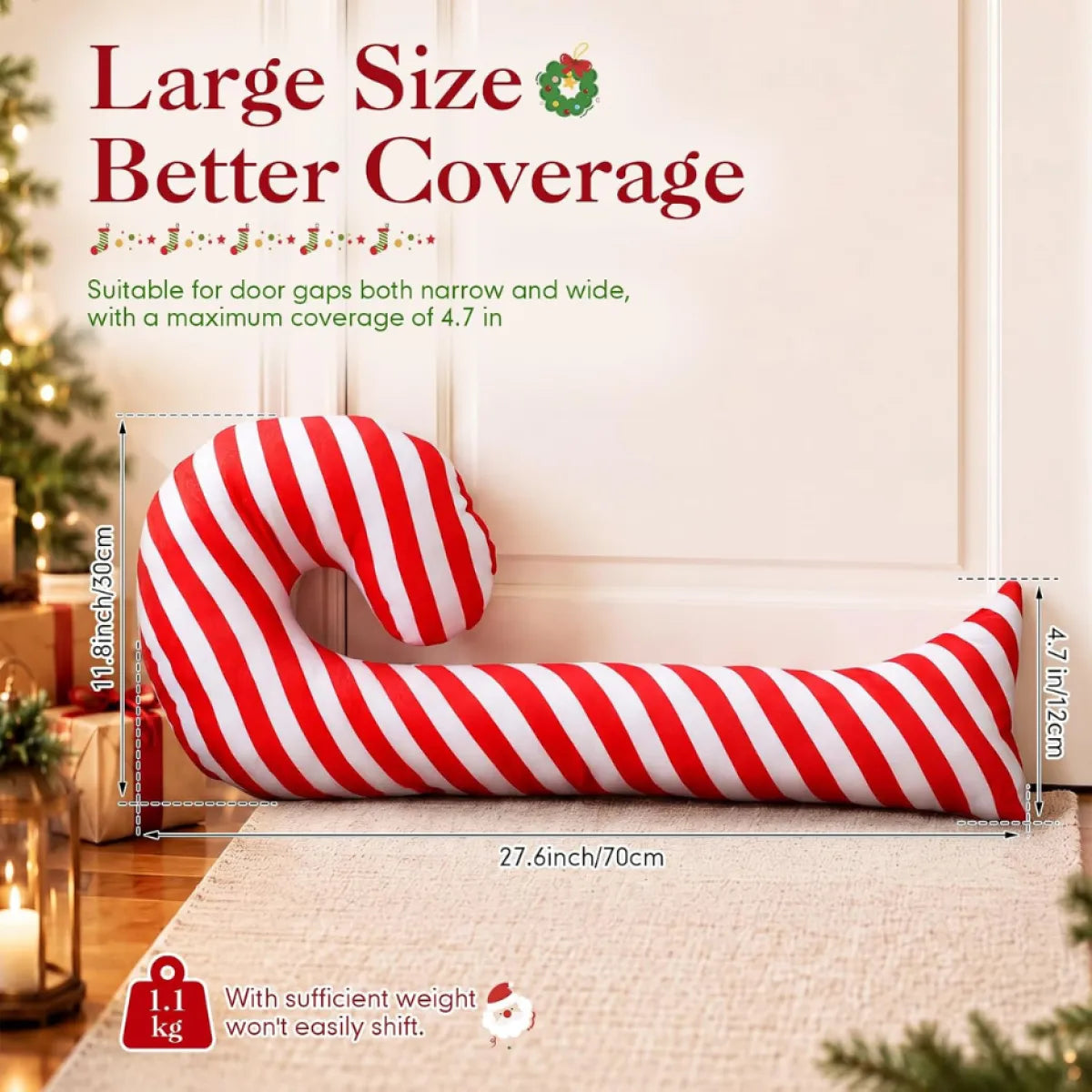 Christmas Candy Cane Door Draft Stopper