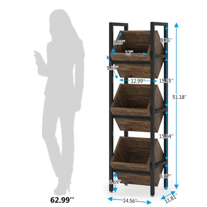 Industrial Wine Rack Cabinet – 36-Bottle Freestanding Storage, Rustic Brown – view 3