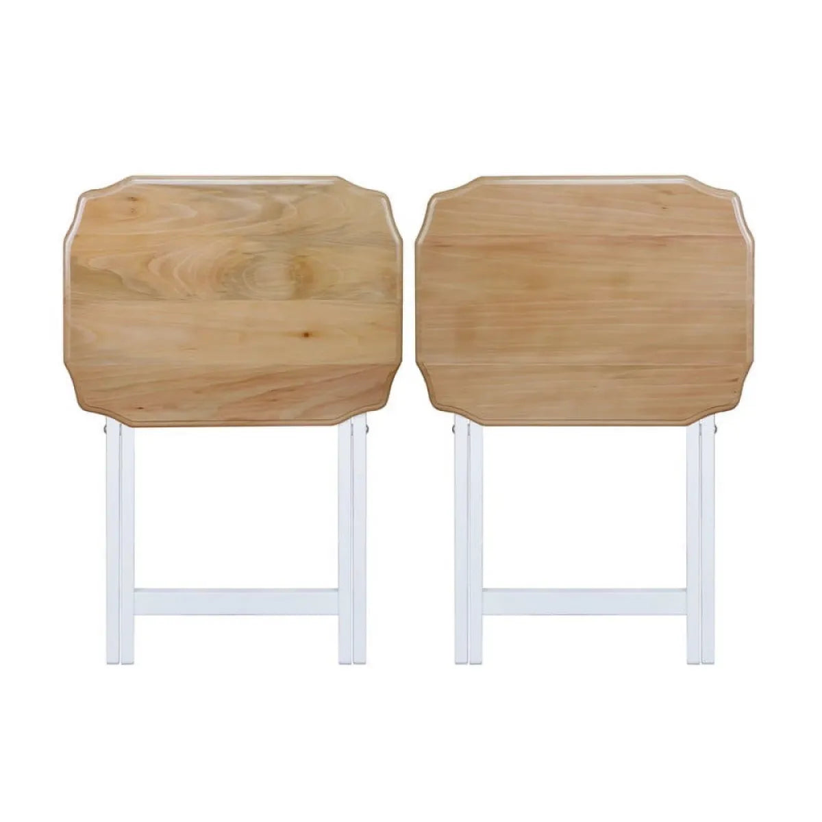 2-Piece TV Tray and Folding Table Set, Natural Wood White