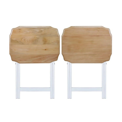 2-Piece TV Tray and Folding Table Set, Natural Wood White