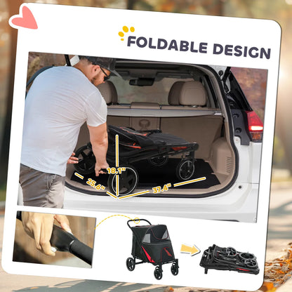 One-Click Foldable Dog Stroller – For Medium and Large Dogs