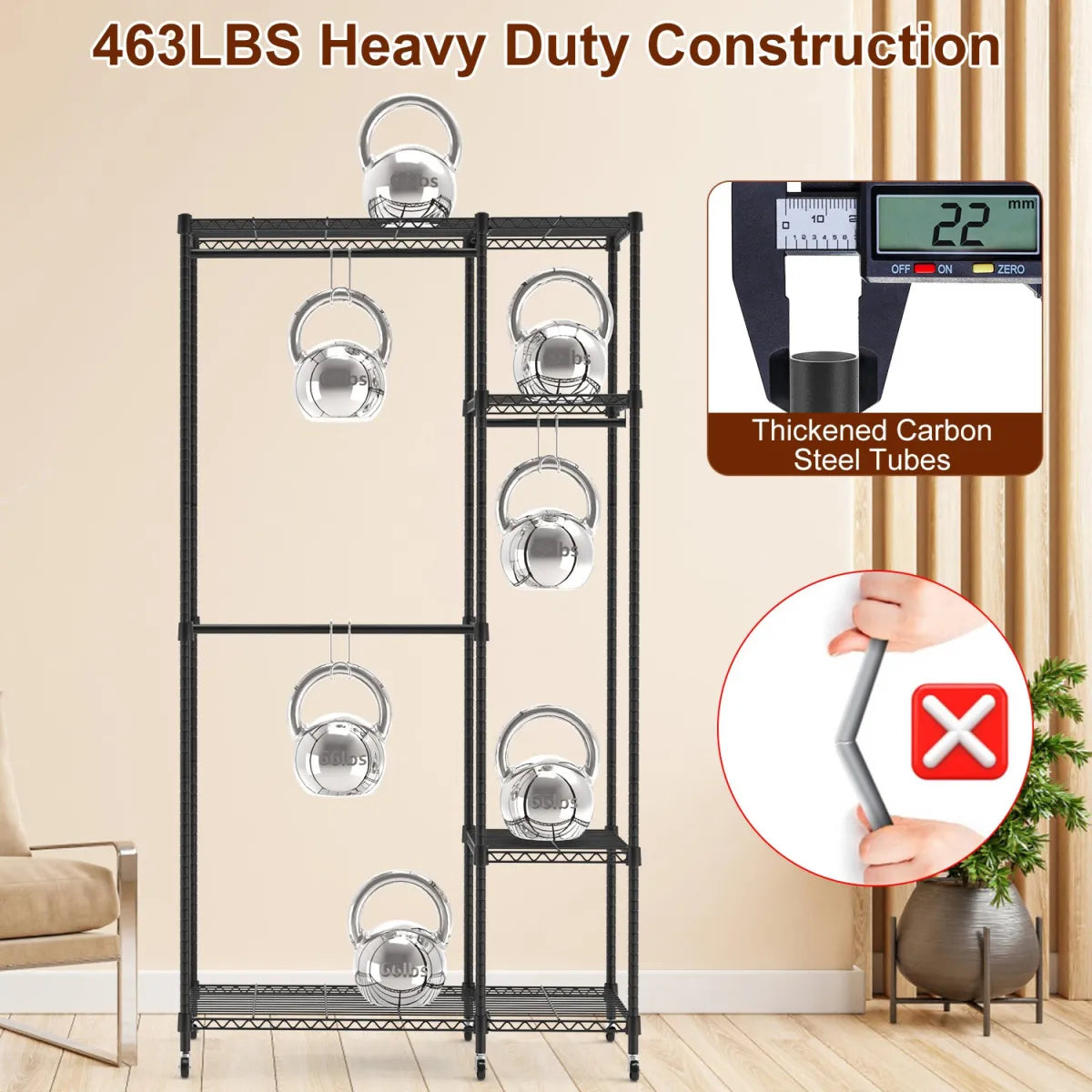 4-Tier Heavy Duty Garment Rack with Wheels – Rolling Clothes Rack