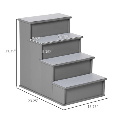 Cushioned Pet Stairs for Couch and Bed, Grey