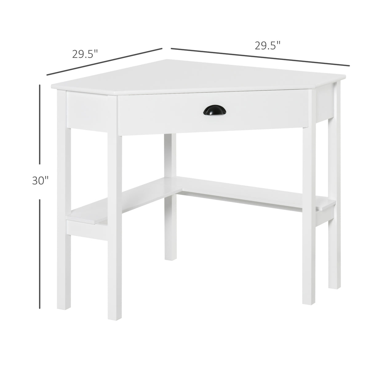 Triangle corner desk with drawer, white