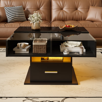 Lift-Top LED Coffee Table, Black – alternate view 2