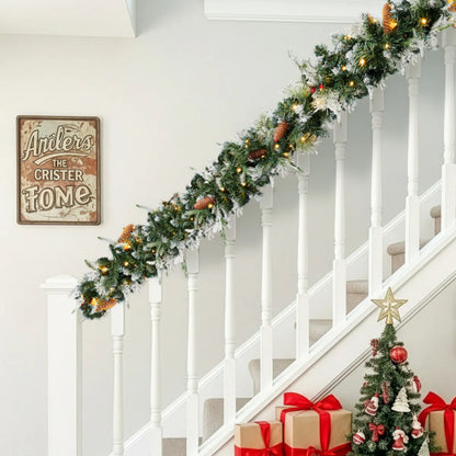 2-Pack 9FT Pre-Lit Snow Flocked Christmas Garland