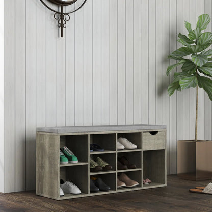3-Tier Entryway Storage Bench with Shoe Rack & Cushion – view 5