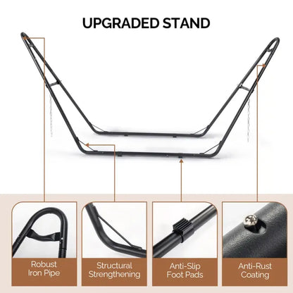 Double Hammock with Heavy-Duty Stand, Gray