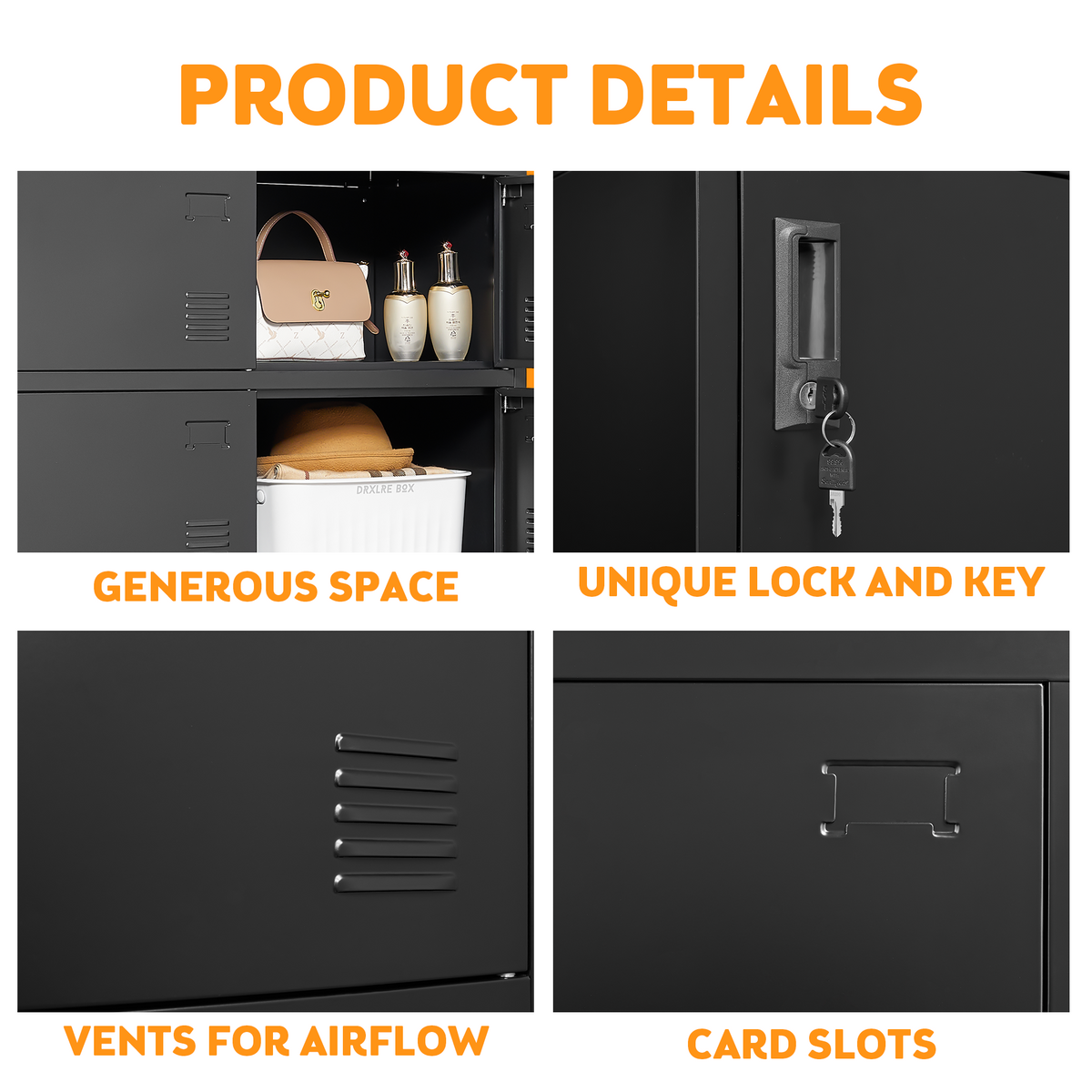 9-door metal storage locker, black