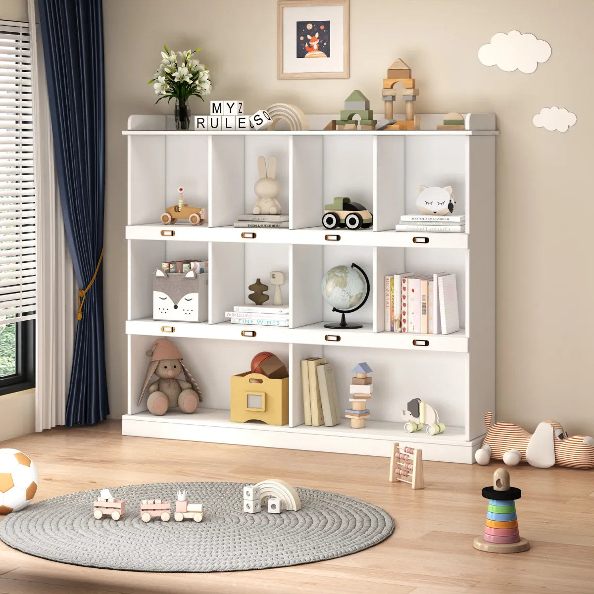 10-Shelf Bookcase, White – view 3