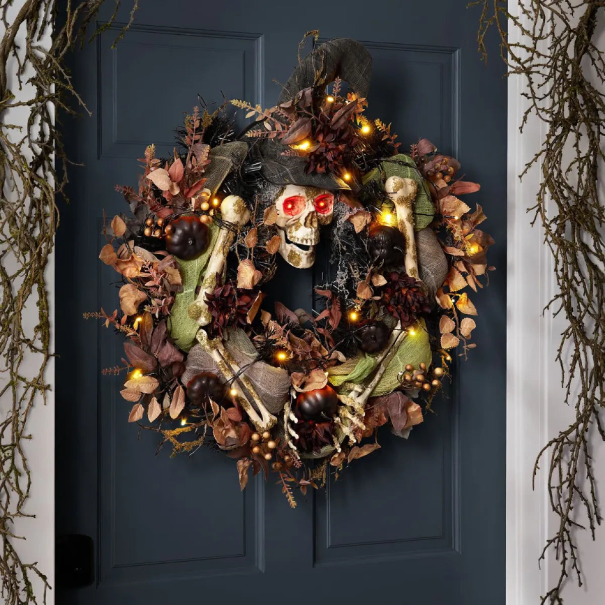 Skeleton Halloween Wreath, Hauntingly Beautiful Front Door Decor