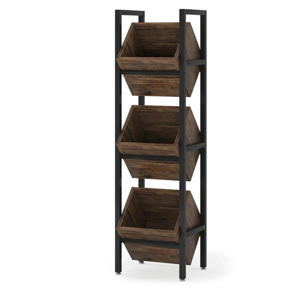 Industrial Wine Rack Cabinet – 36-Bottle Freestanding Storage, Rustic Brown – view 2