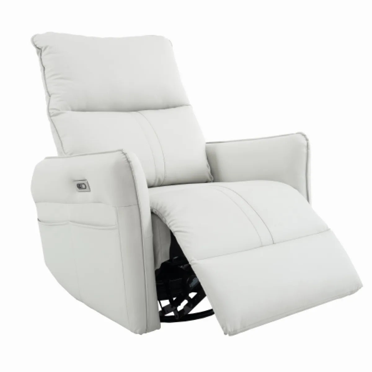 270° Power Swivel Rocker Recliner Chair – PU Leather Glider with USB Ports, Light Gray – view 3