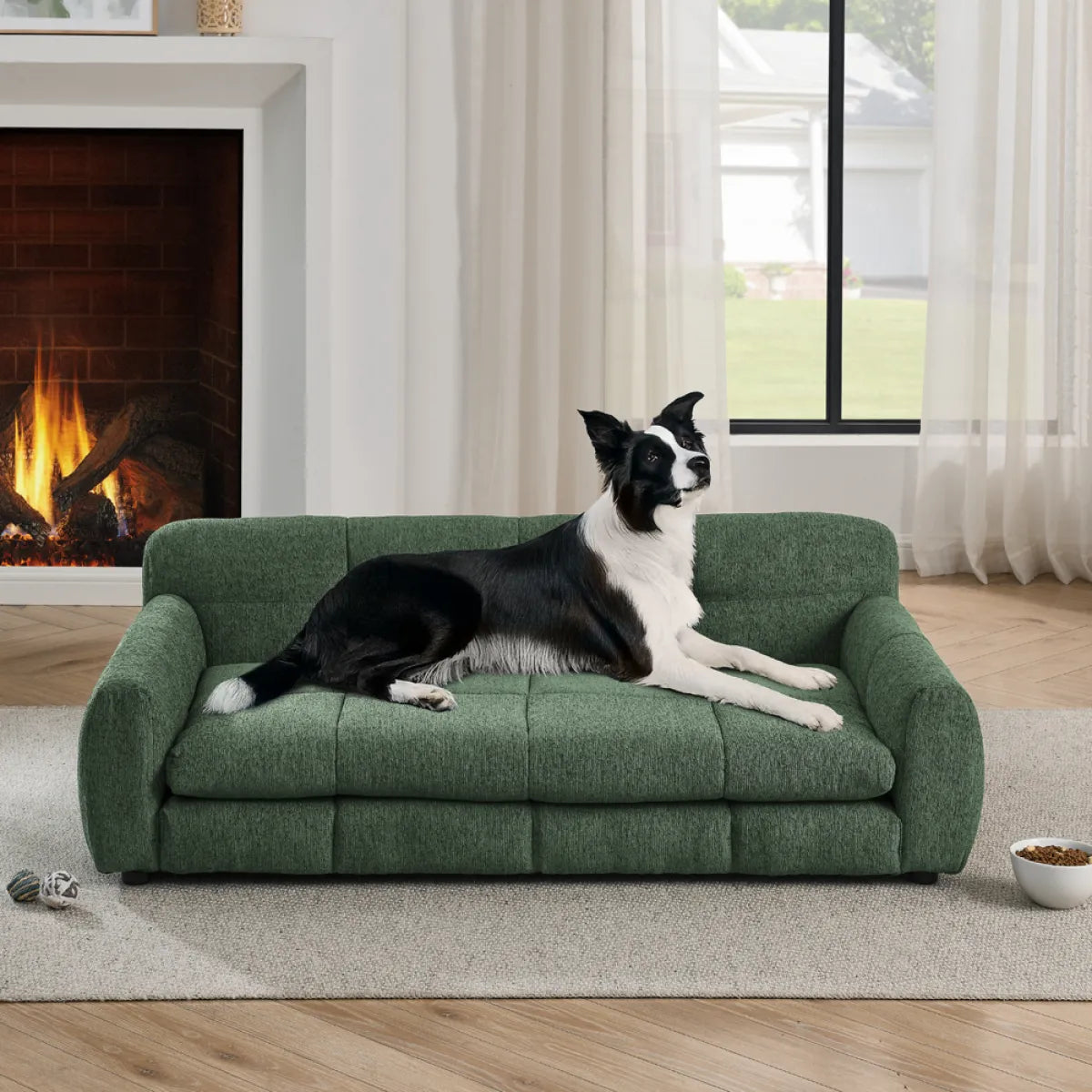 Elevated Dog Sofa Bed for Large Dogs, Olive Green