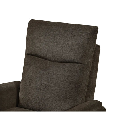 Chenille Power Recliner Chair with Side Pocket, Dark Brown