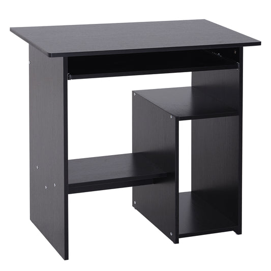 Compact Computer Desk with Keyboard Tray, Black – Small Space Dorm Desk