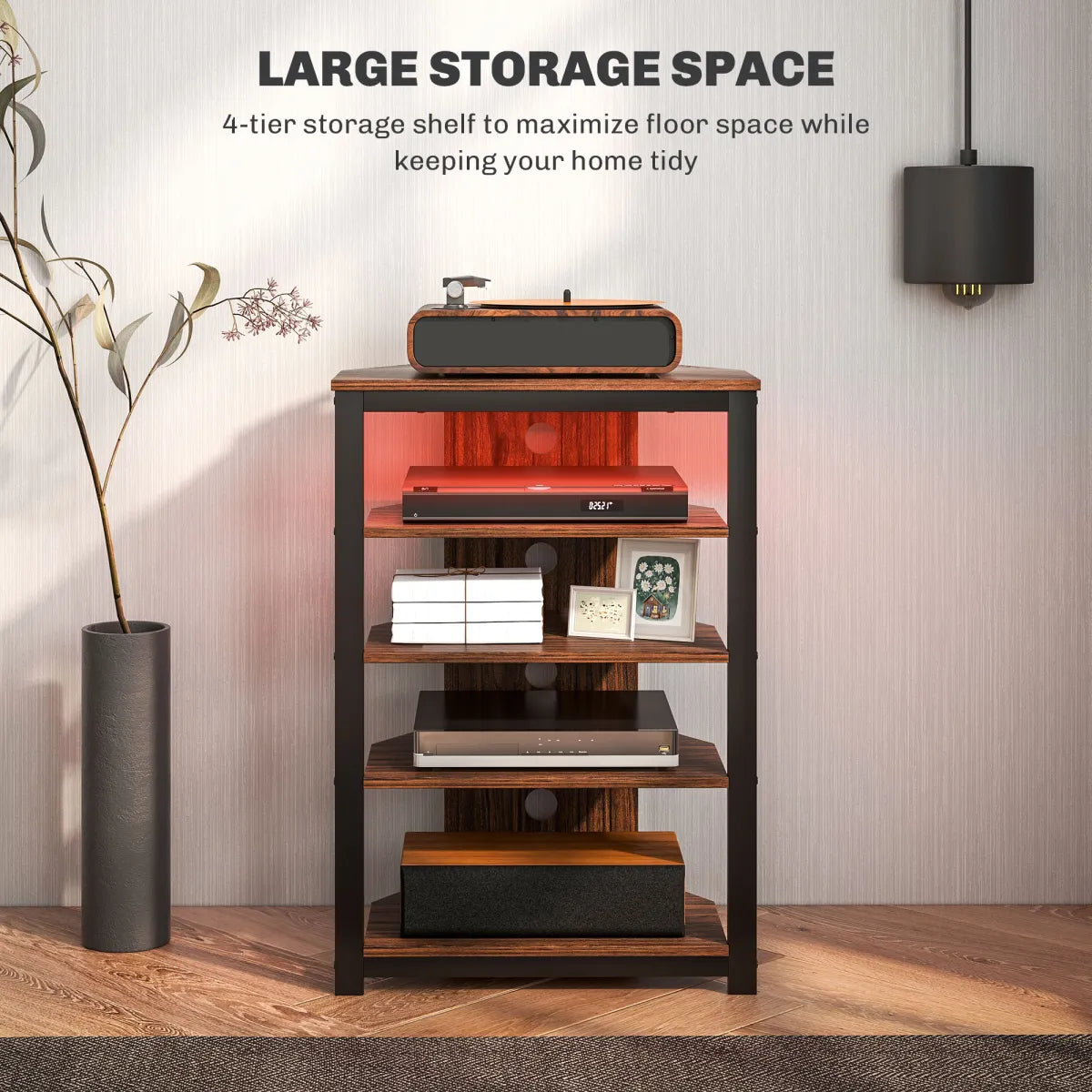 LED TV Stand Entertainment Center – Modern Media Console with Storage