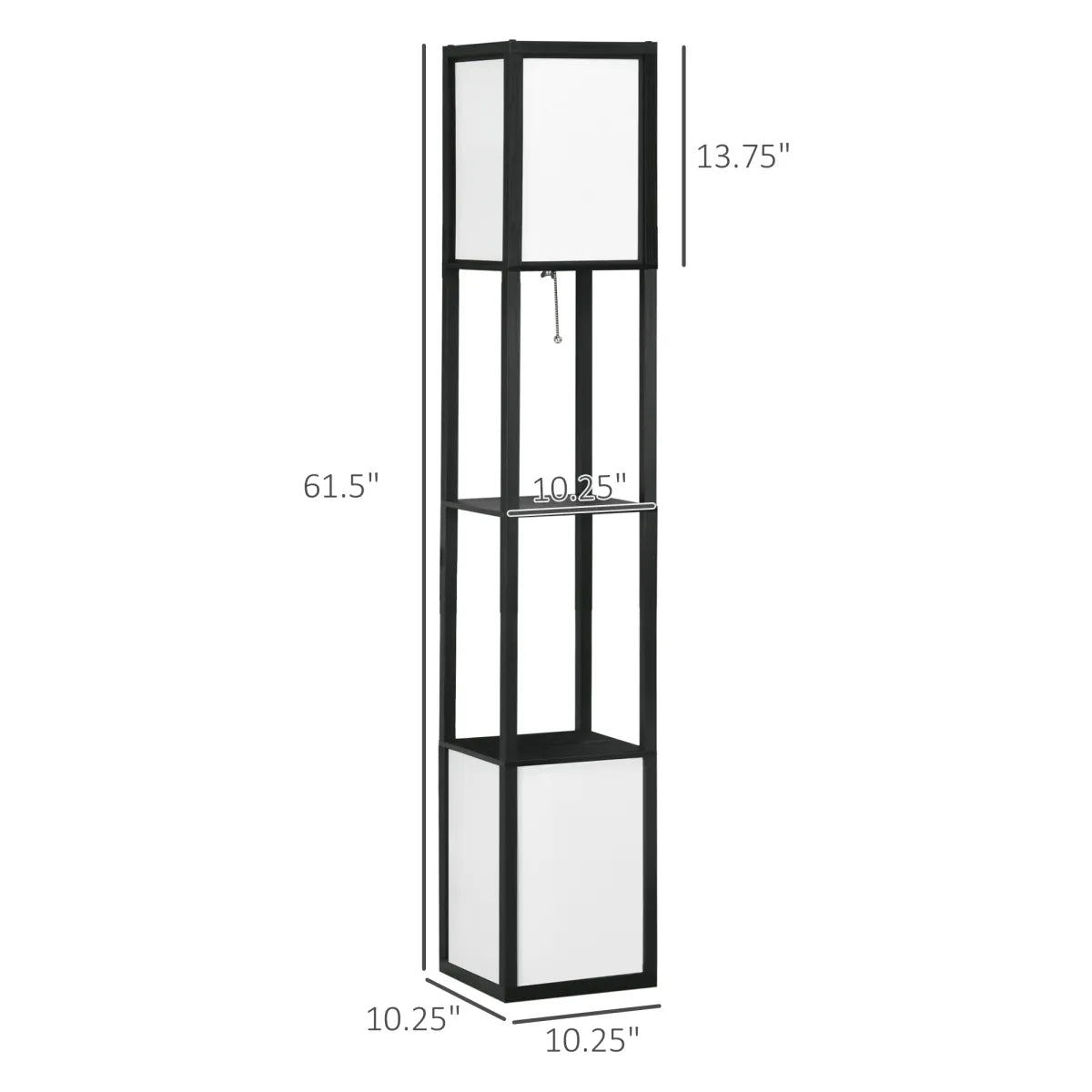 61.5" Modern Shelf Floor Lamp – Dual Ambient Light, Black Living Room Standing Lamp – view 2