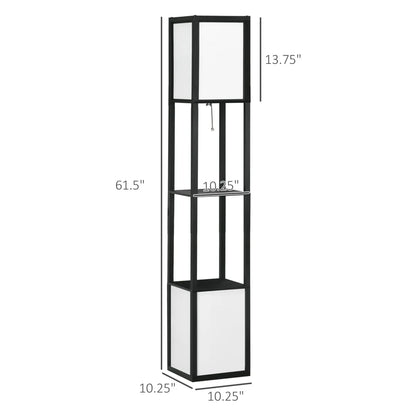 61.5" Modern Shelf Floor Lamp – Dual Ambient Light, Black Living Room Standing Lamp – view 2