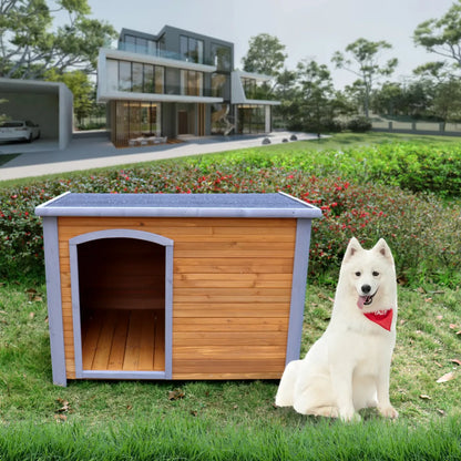 Wooden Dog House, Outdoor and Indoor Kennel with Raised Feet