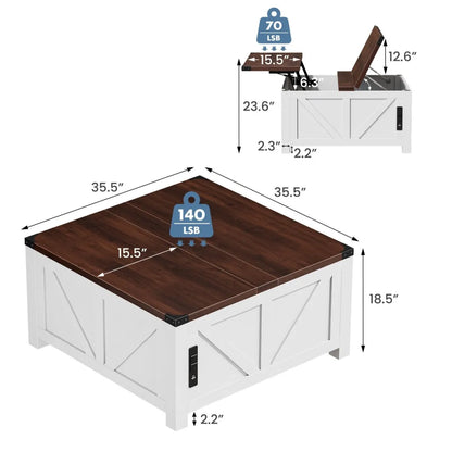 Lift Top Coffee Table with Hidden Storage – view 3