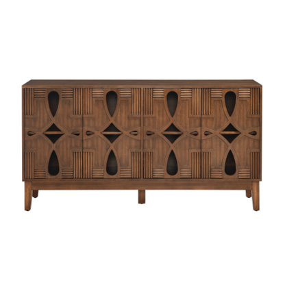 60.5" Mid Century Modern Sideboard Buffet Cabinet – Solid Wood & MDF, Walnut Kitchen & Dining Storage – view 9