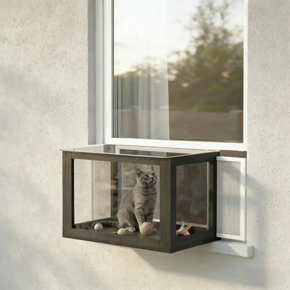 Outdoor Cat Enclosure and House, Black White