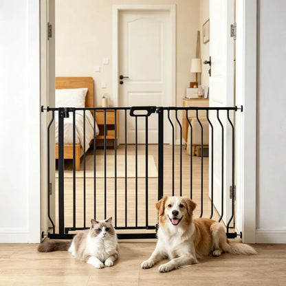 Swing-Open Metal Pet Gate for Hallways and Stairs, Adjustable Width
