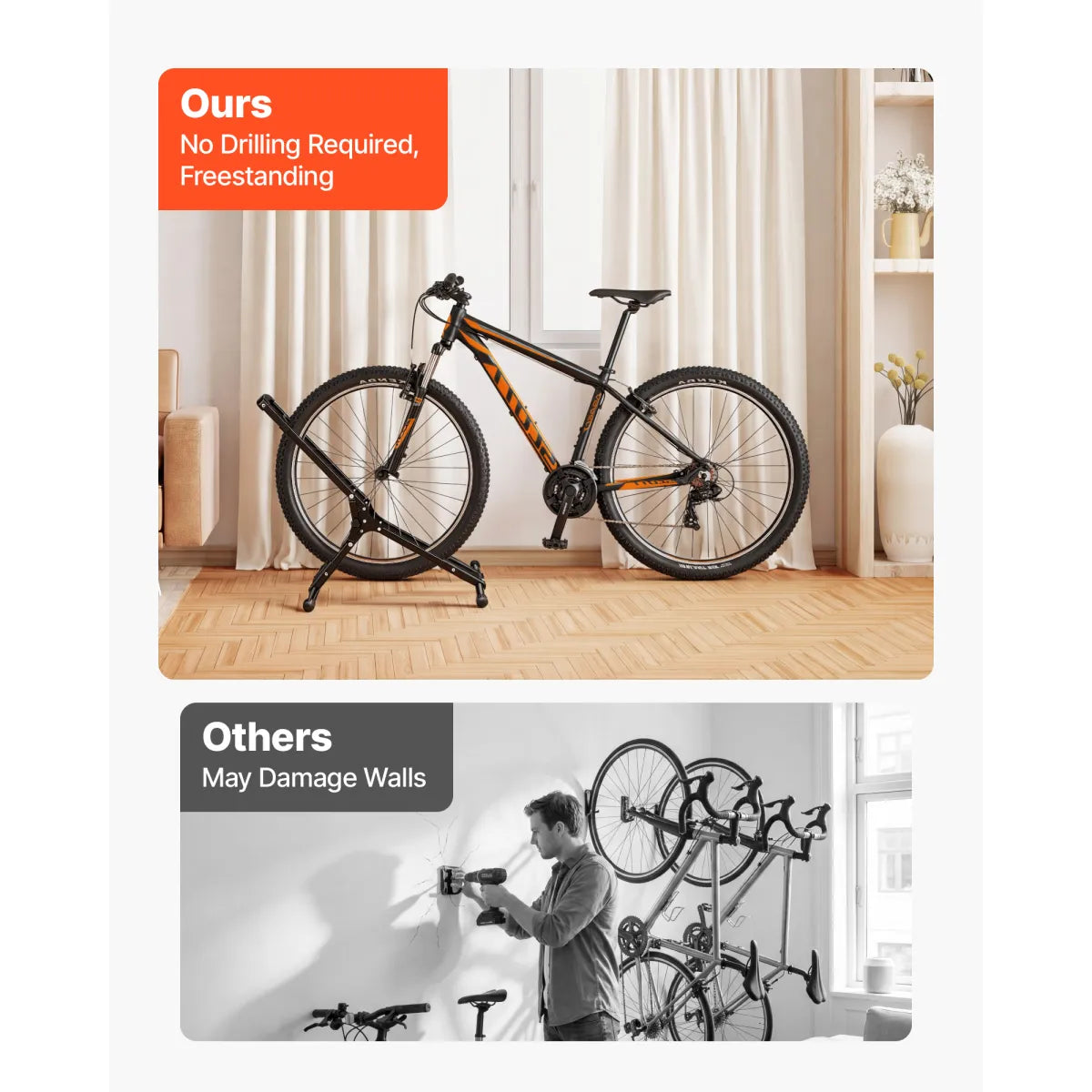 Foldable Freestanding Bike Stand – Carbon Steel Garage Bicycle Rack
