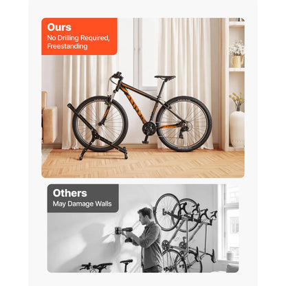 Foldable Freestanding Bike Stand – Carbon Steel Garage Bicycle Rack