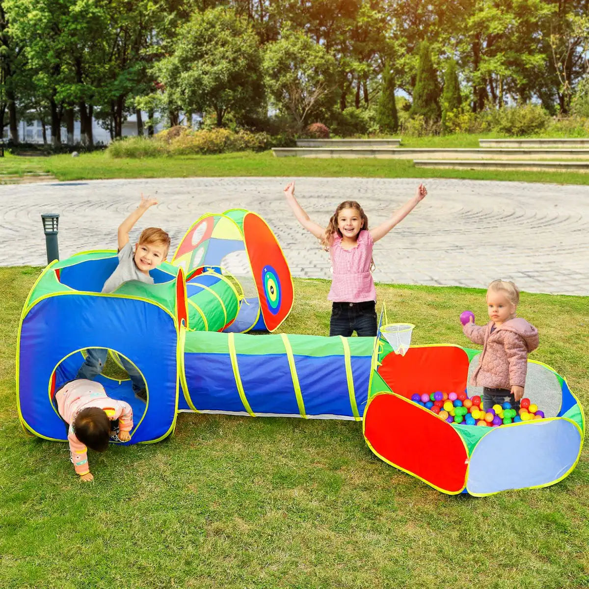 5-Piece Kids Play Tent Set – Ball Pit Playhouse with Crawl Tunnels