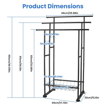 3-Tier Freestanding Towel Rack with Storage Basket, Black
