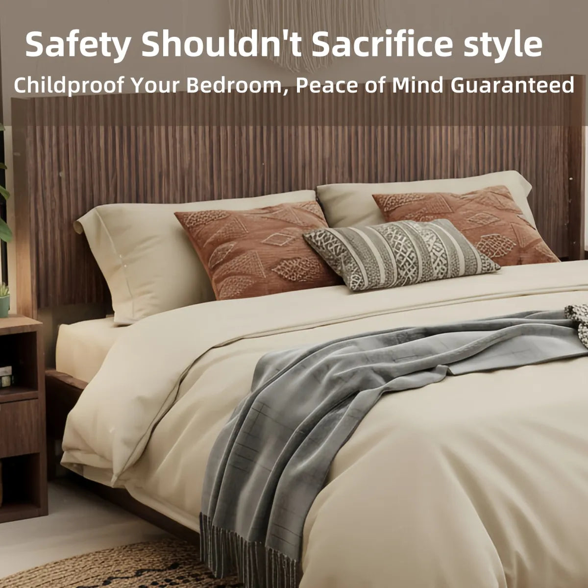 Fluted Panel Wood Headboard, Walnut